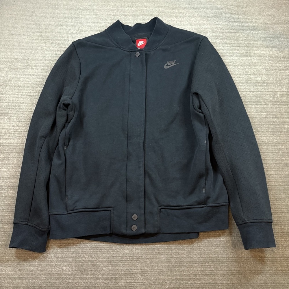 Nike Tech Fleece Destroyer Jacket Womens Large Full Zip Black Long Sleeve
